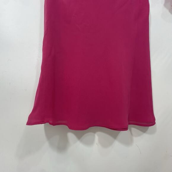 Express Silk Fuchsia Ruffle Wrap Midi Dress Women’s Size 3/4 Long Sleeve Flare 4 - Picture 6 of 10